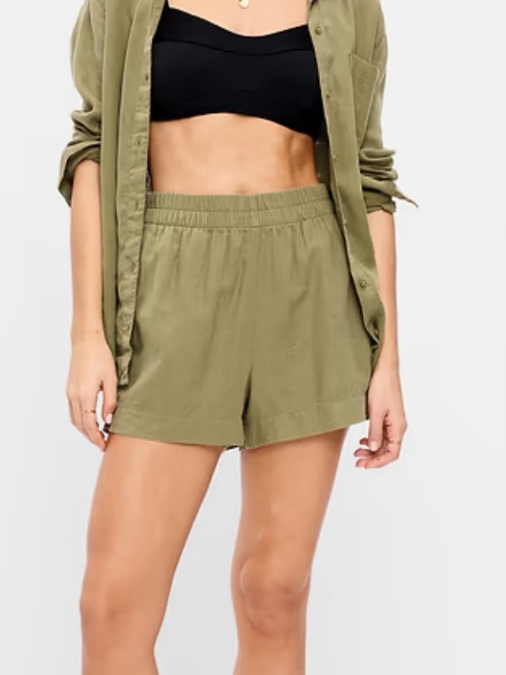 Old Navy olive green medium women’s linen shorts